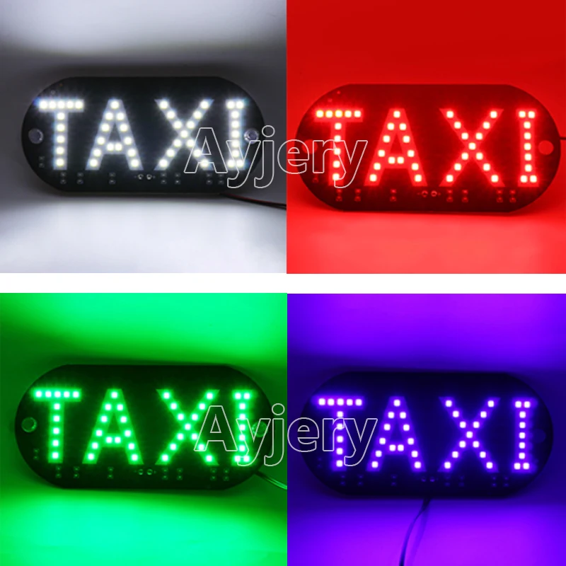 1PCS Super Bright LED Windscree Light Pad TAXI Style For Taxi Driver With 12V Car Charger White Blue Red Green