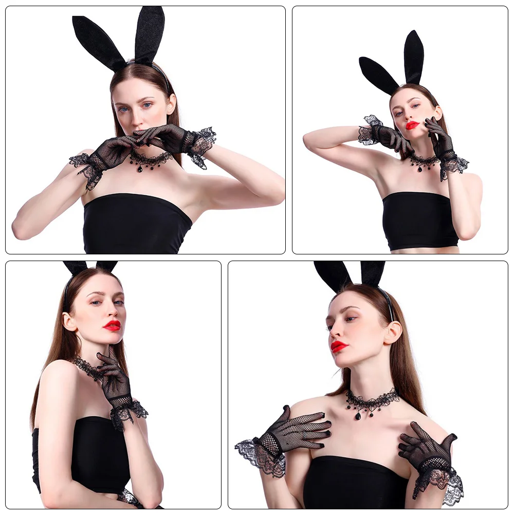 Bunny Dress up Set Headband Necklace Kit Cosplay Accessories Rabbit Ear Women Clothes Accessory Clothing