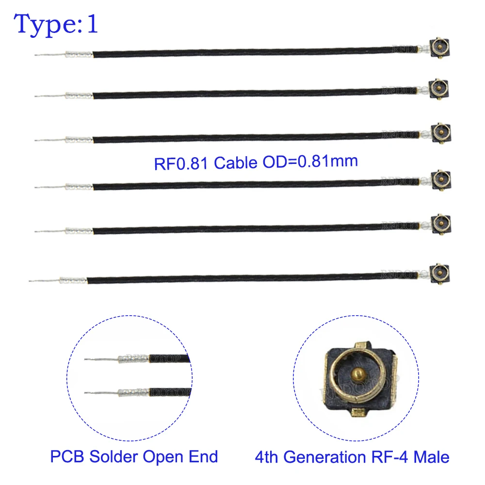 5pcs/Lot RF0.81/RF1.13 Cable Single End IPX-4 MHF4 Female to PCB Solder Open End Pigtail Jumper RF Coaxial Extension Cable