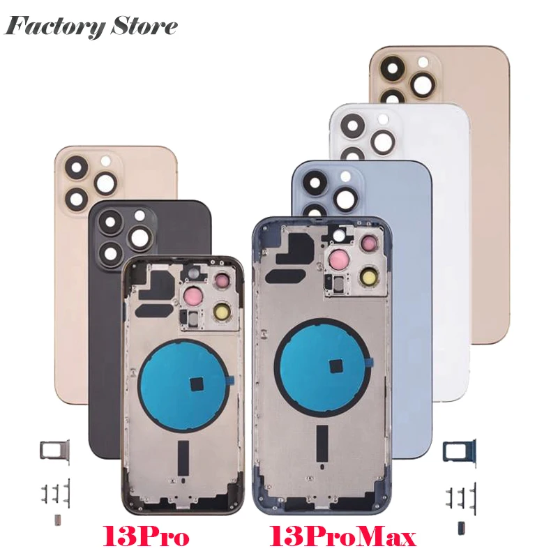 Rear Housing Assembly For iPhone 13pro 13 Pro Max With Battery Back Cover+Middle Chassis Frame+SIM Tray+Side Key Parts