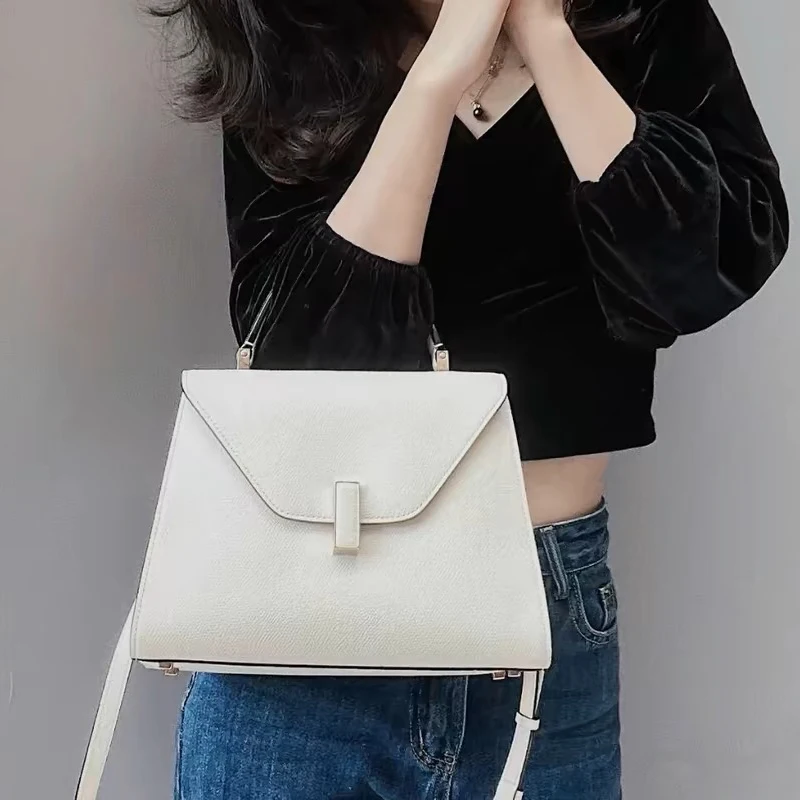 Korean Casual Bags For Women Luxury Designer Handbags And Purses 2024 New In PU Palm Texture Top Handle Lock Small Box Shoulder