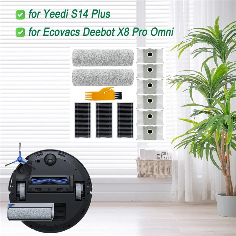 X11A Accessories For Ecovacs Deebot X8 Pro Omni Robot Vacuum Cleaner Roller Mop Pad, HEPA Filters, Dust Bags