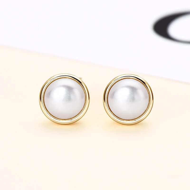 AINUOSHI Natural Freshwater Pearl Stud Earrings for Women Real 925 Sterling Silver Bezel Setting 3.5-4mm/6.5-7mm Pearls Earring