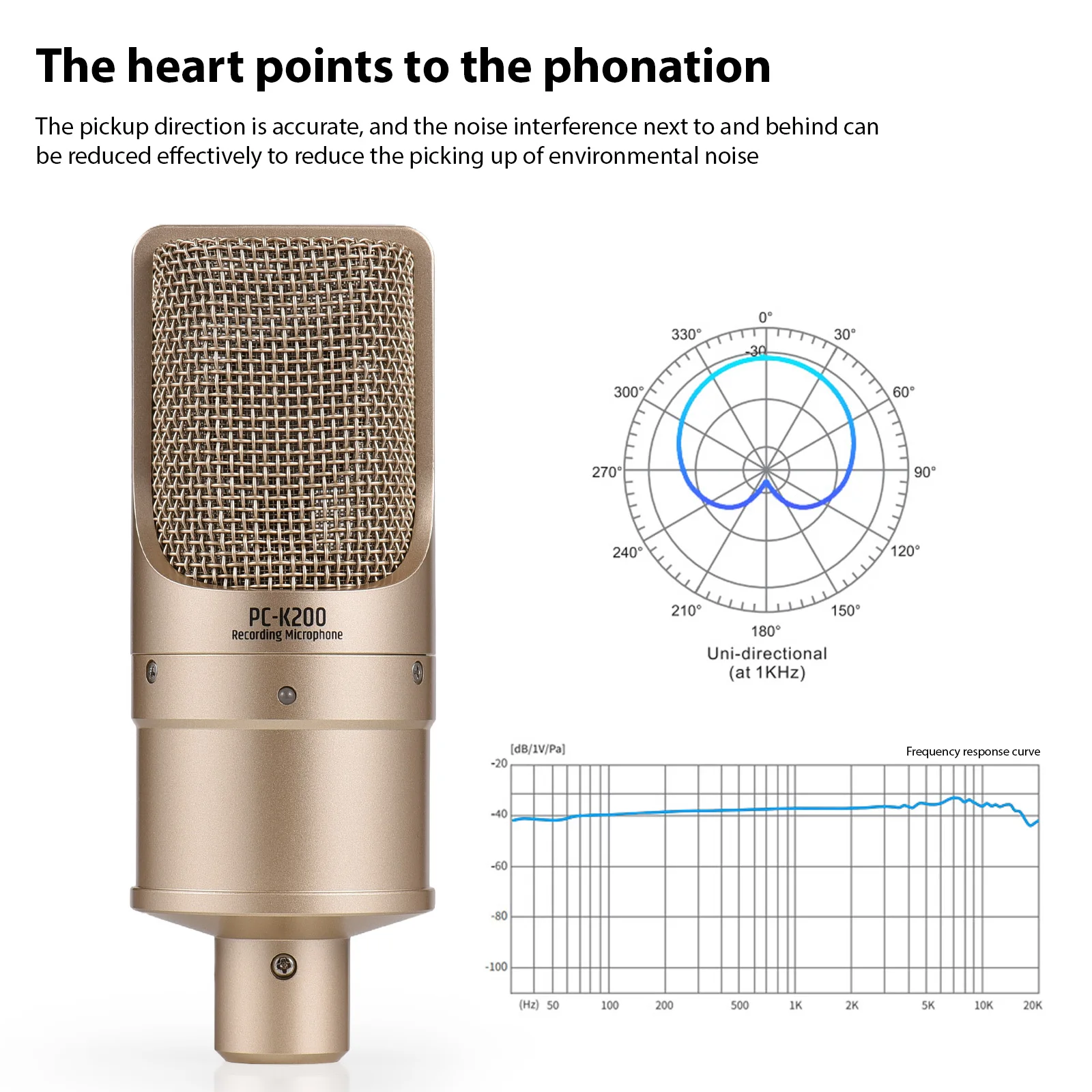 TAKSTAR PC-K200 Condenser Microphone for Live Singing Recording Podcasting Professional Recording Microphone XLR Connector