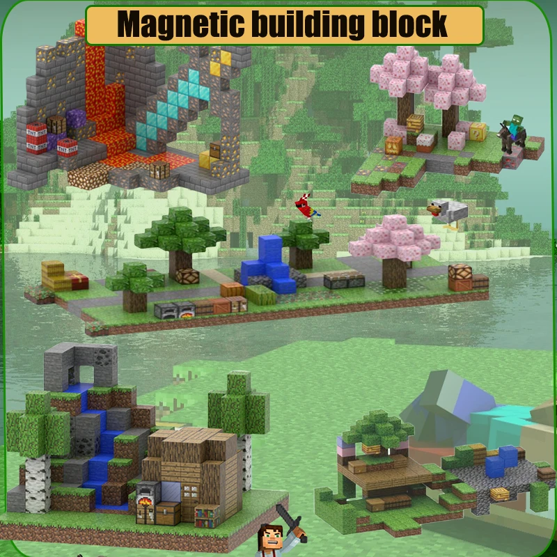 

Creative Magnetic Building Blocks Mine World Magnet Cube Set Boys Girls Kids Age 3+ DIY model children's sensory toy gift