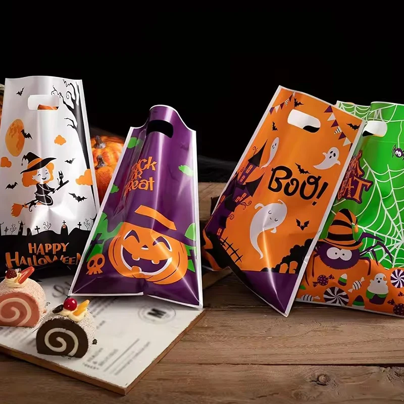 20/60/100PCS Halloween Shopping Bags Random Mixed Patterns Spooky Themes for Holiday Party Supplies Gift Wrapping Essentials ZYF
