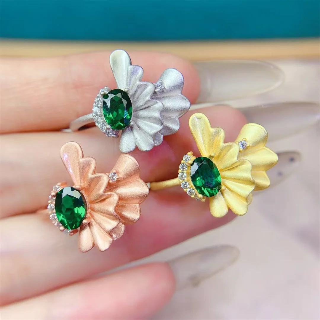 

Exquisite Natural Diopside Ring S925 Sterling Silver Elegant Jewelry for Women Luxury Gift with Sparkling Green Gemstone