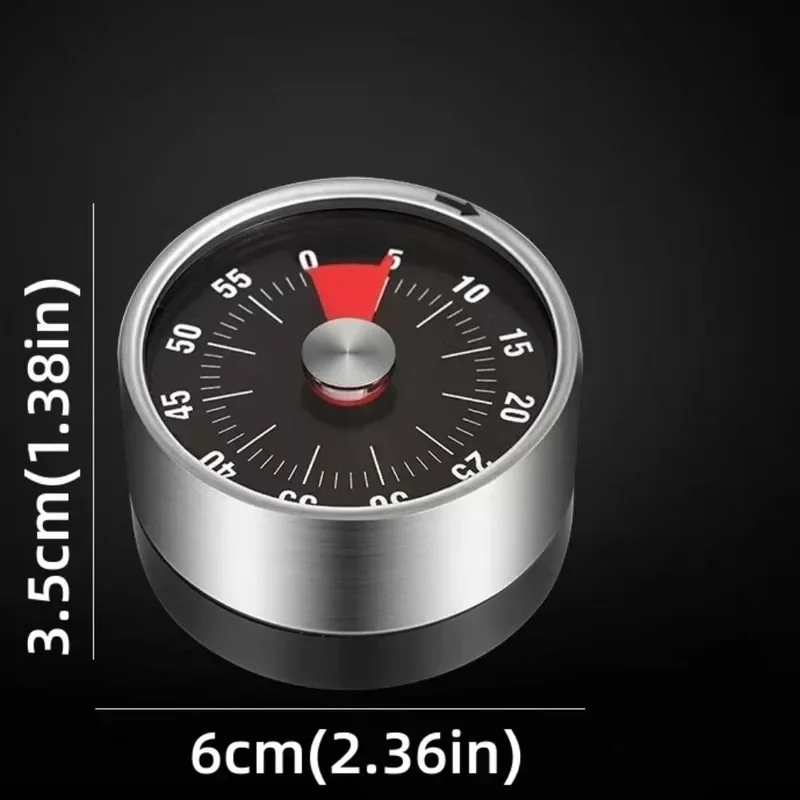 Stainless Steel Mechanical Kitchen Timer, Magnetic Egg Timer, Cooking Baking Alarm Clock for Home