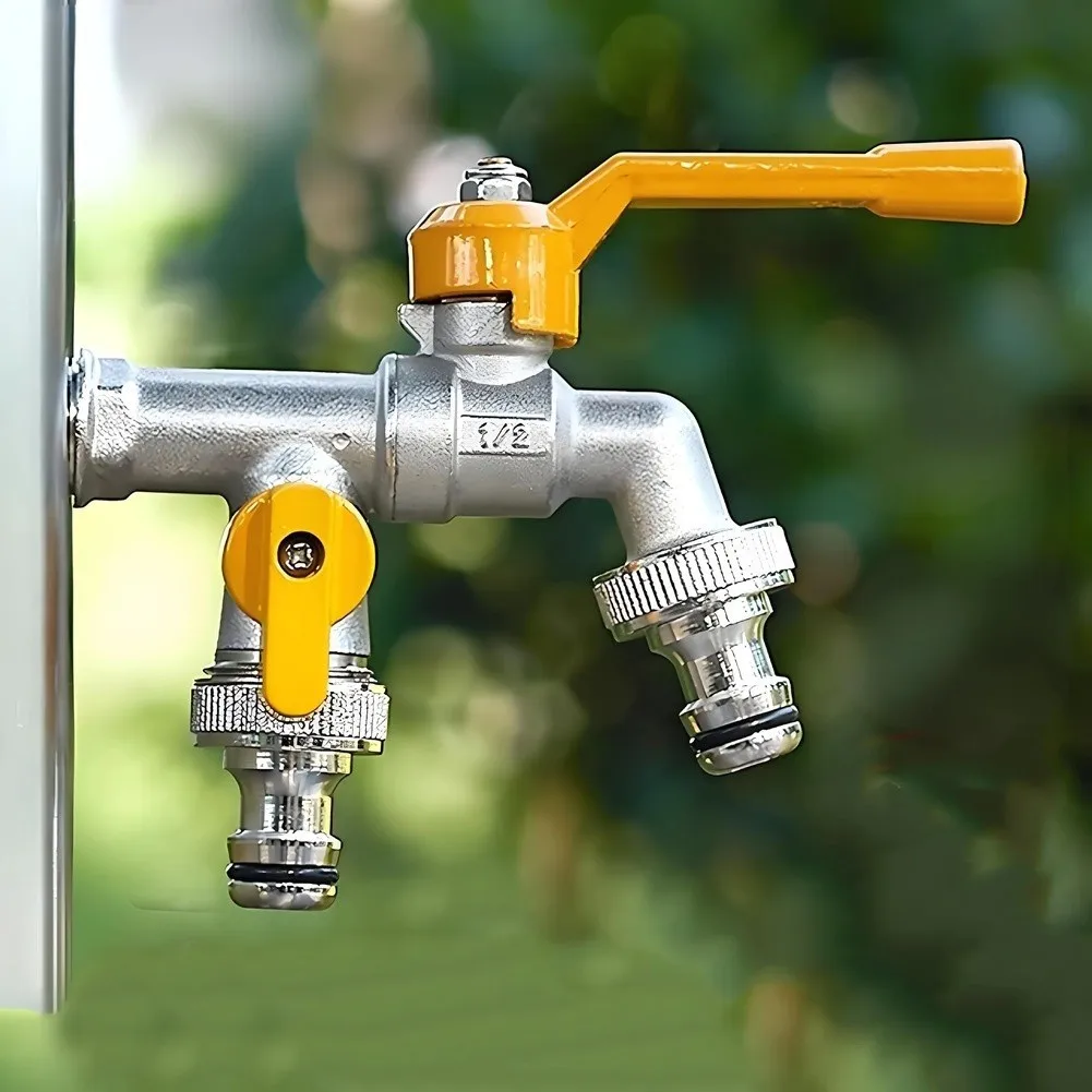 Outdoor Brass Faucet Constructed from Pure Copper Freeze-Resistant and Equipped with Two Independent Water Ports