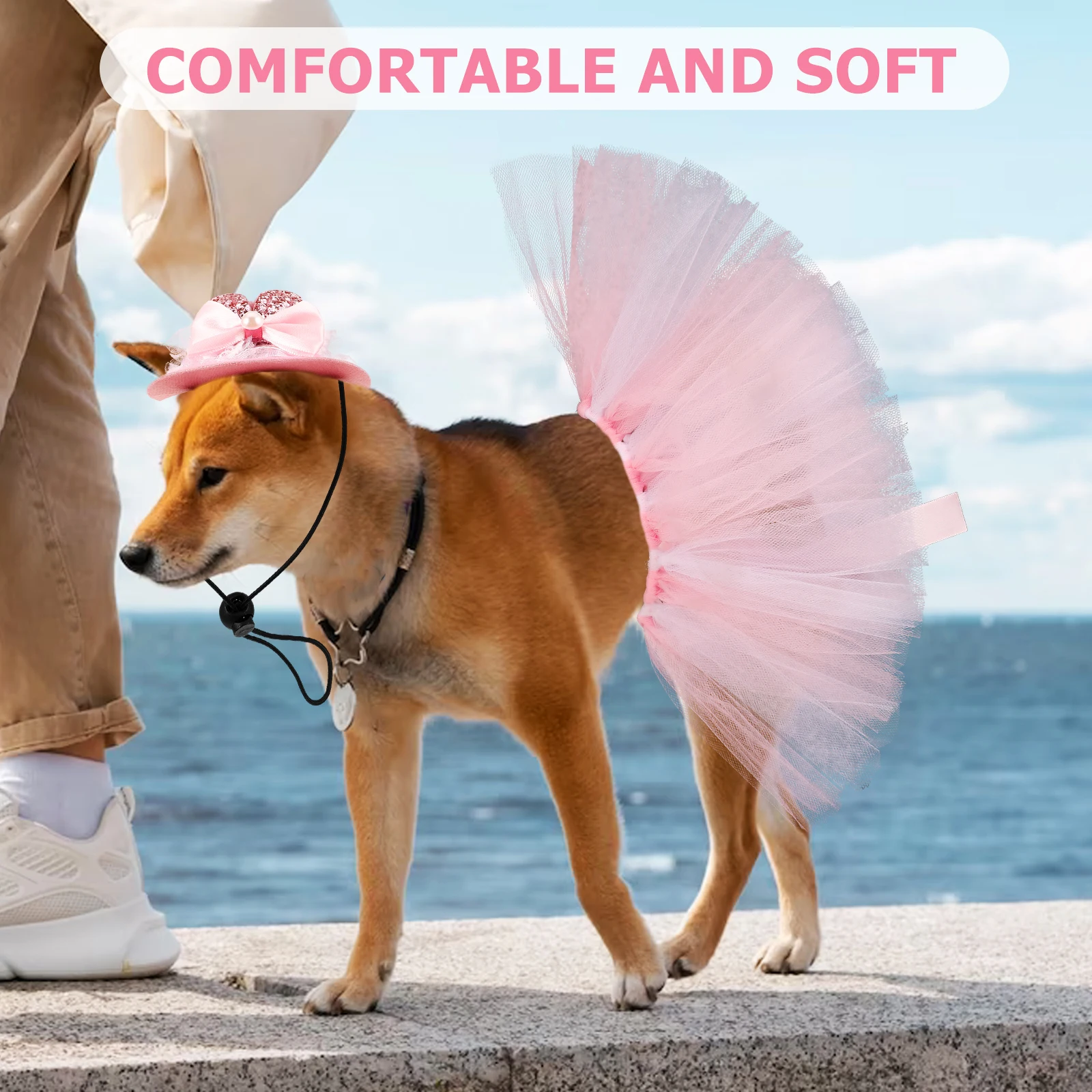 

Pet Hat Headwear Dog Easter Costume Pink Tutu Dress Bunny Hat Adjustable Princess Dog Clothes Photoshoot Accessories