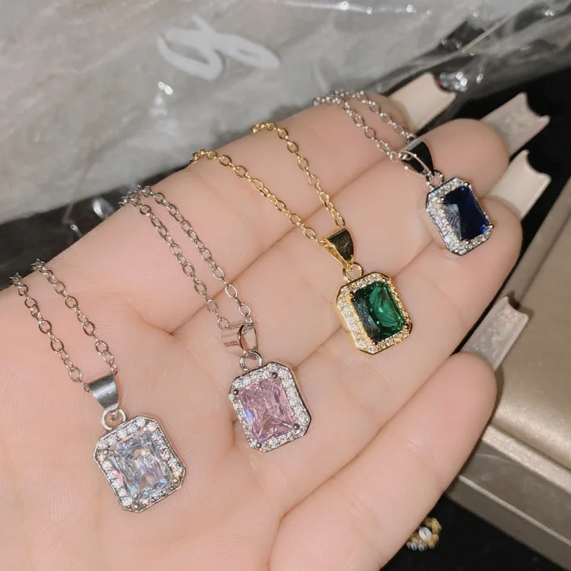 

MDLFES Moissan Diamond Style Цветной драгоценный камень микро-набор блестящий кулон из циркония 3А с покрытием 18 карат