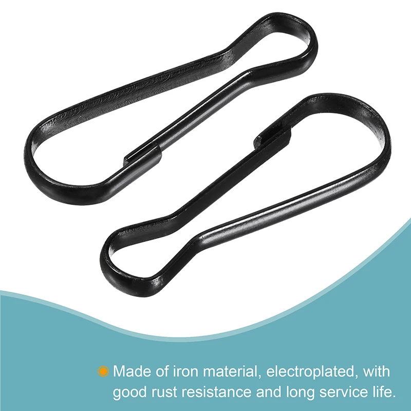 30pcs Spring Clip Buckle Snap Hooks 41x13x3.3mm Iron for Hanging Lantern Keyring Keychain DIY Black