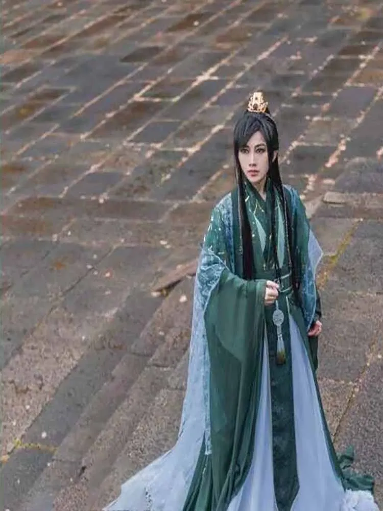 Customize Halloween&Carnival Ancient Cosplay Costume For Men Oversized Chinese Vintage Hanfu Green Sets For Women Large Size 5XL