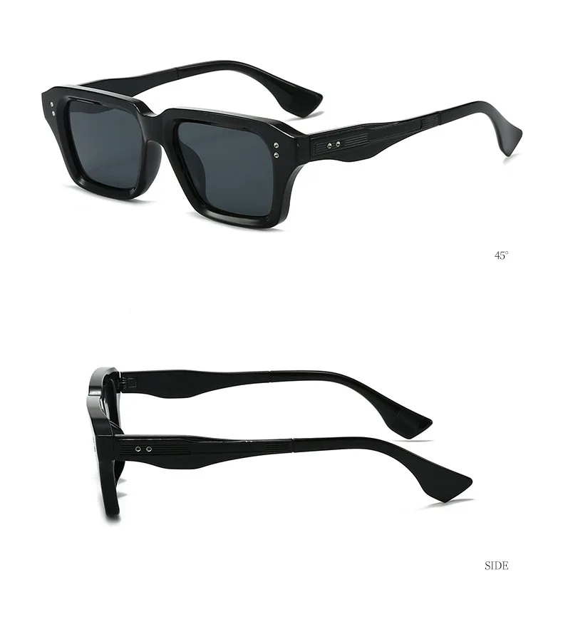 Luxus Vintage Nieten Schmücken Quadratischen Rahmen Sonnenbrille Frauen Männer Mode Designer Shades Sommer Reisen Stick Brillen UV400 – Detail 12