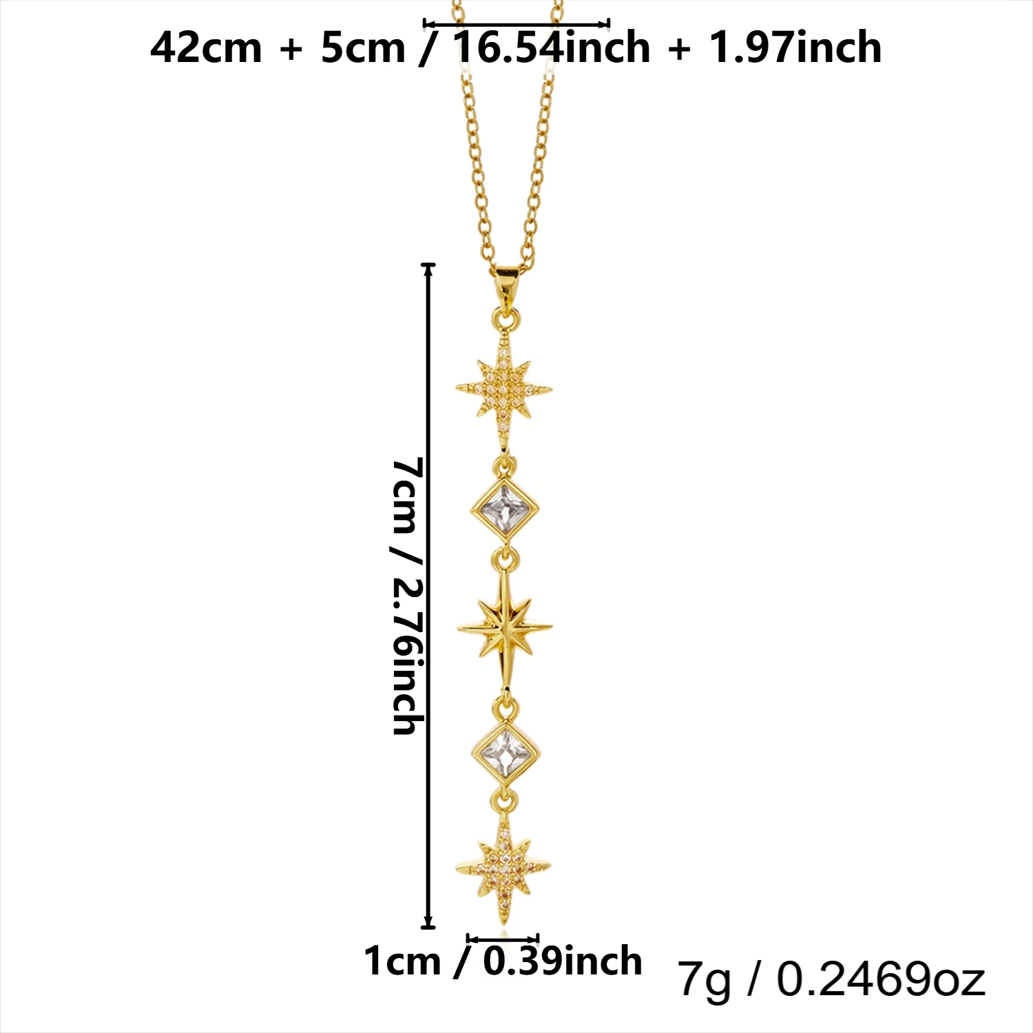 Funkelnde Zirkonia Lange Quasten-Halskette aus PVD-beschichtetem Edelstahl für Damen, Zierliche Geometrische CZ-Fransen Wasserfester Schmuck – Detail 9