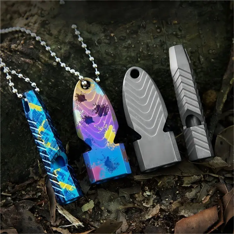 1 piece Titanium alloy Emergency Whistle EDC Safety Survival Whistle Outdoor Pet Training Gift