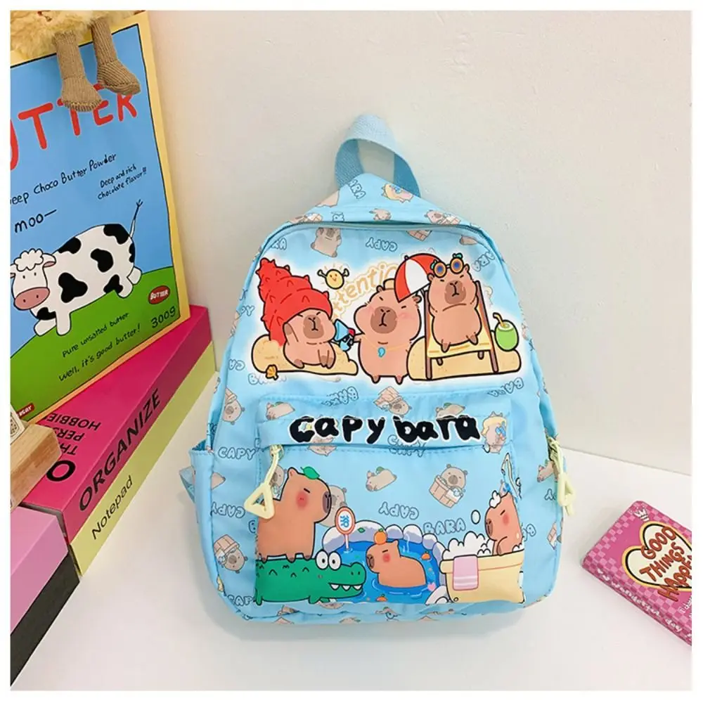 Cute Large Capacity Capybara Backpack Cartoon Ultra-light Student Schoolbag Breathable Nylon Book Bag