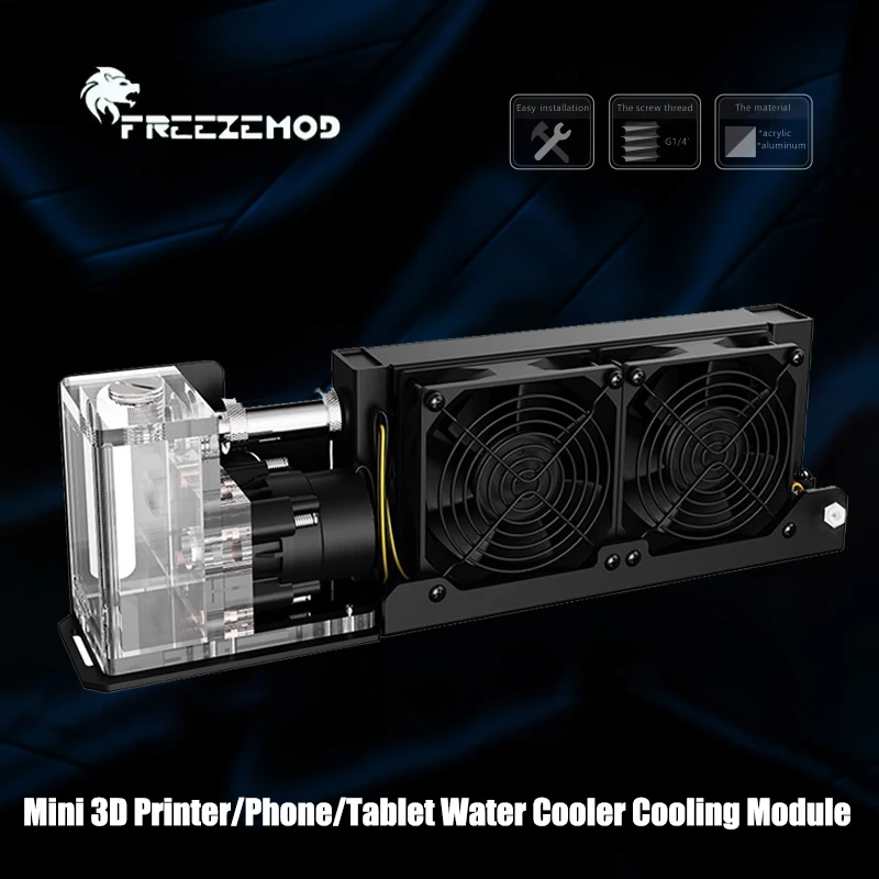 

FreezeMod Mini3D-принтер/телефон/планшет, охладитель воды, модуль охлаждения, два вентилятора, об/мин, 2000/4000, 160Rad Connect, мягкая трубка 4X6 мм