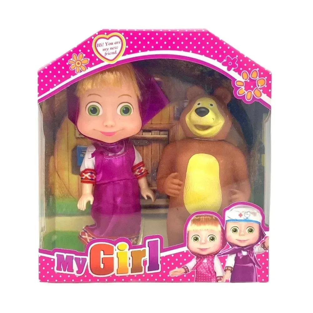 Martha y el oso muñeca Masha oso conjunto clásico osos pueden hacer sonidos caja de Color embalaje Kawaii Surpris regalo de cumpleaños juguetes PVC