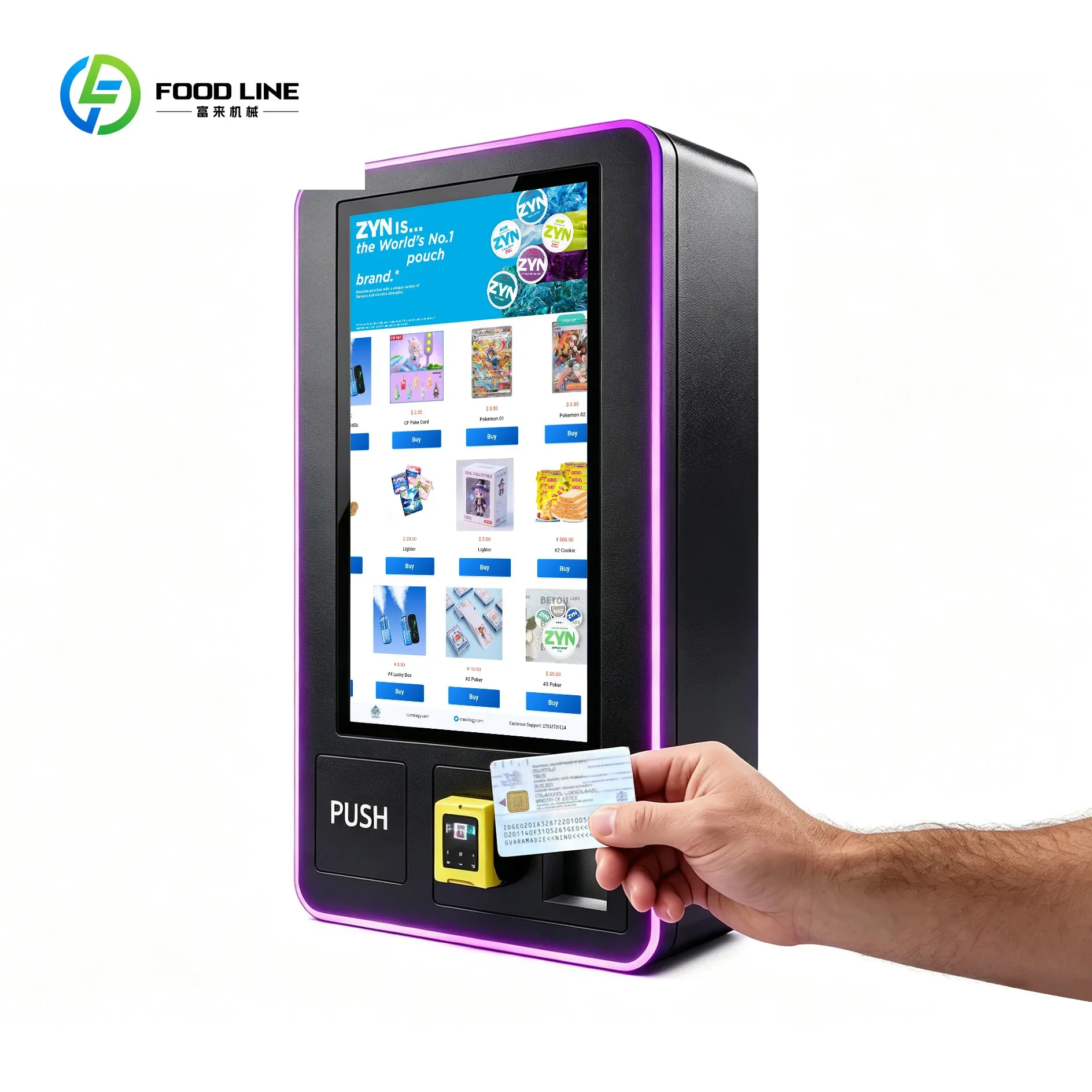 Automatic Cigarette Dispenser Wall Mounted Vending Machine Tobacco Dispenser with Age Verification ID Scanner for Bar Hotel