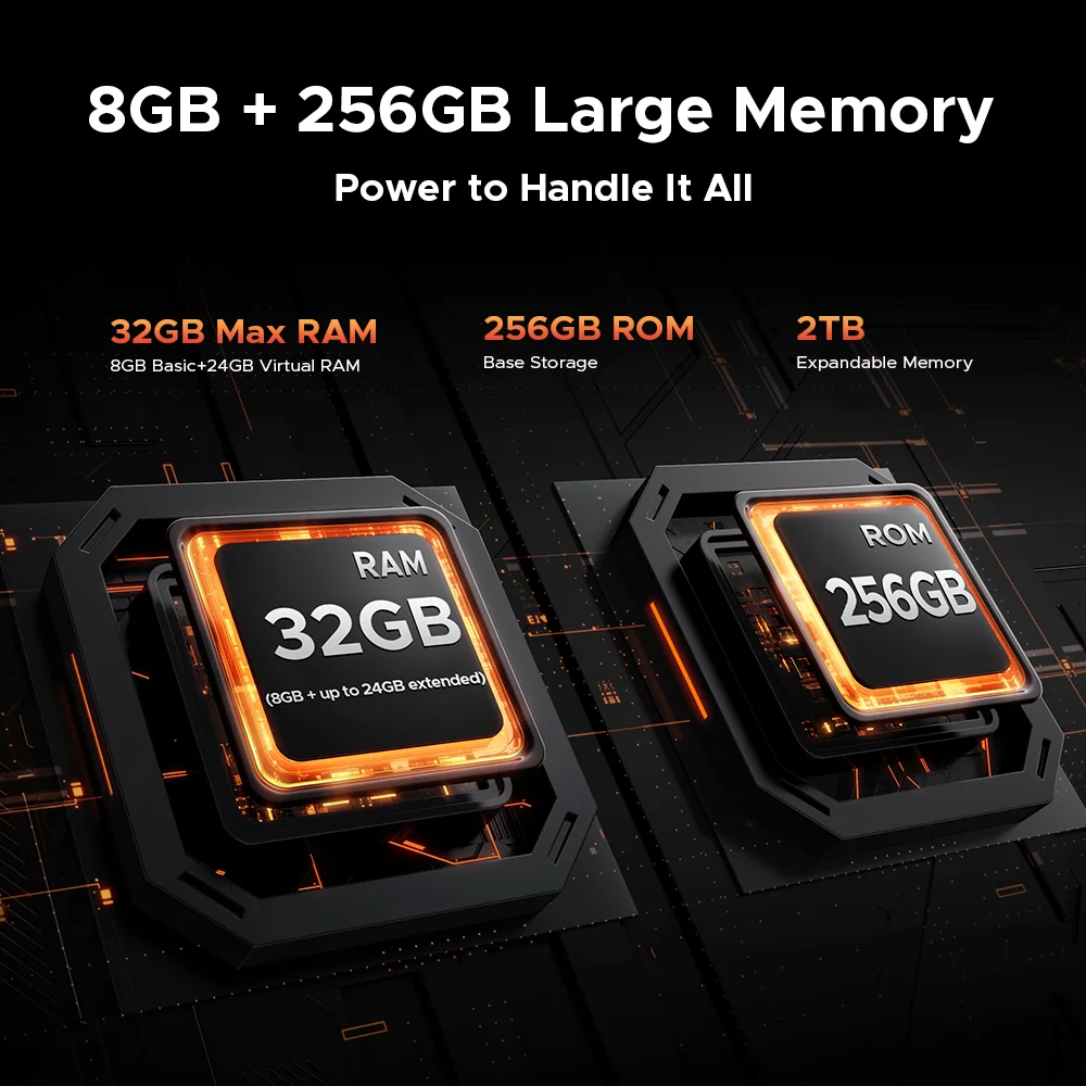 DOOGEE Fire 5 Ultra Smartphone Rugged 2025 – 32GB RAM, 256GB ROM, 13000mAh, 1200LM Torcia, Android 15, 48MP, 4G