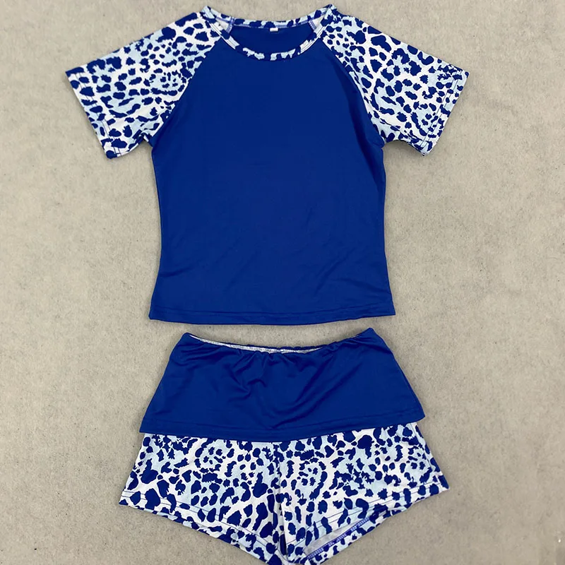 Summer New American Retro Leopard Print Patchwork Short Sleeved Shorts Set Y2K Punk Street Fashion Trend Casual Women's Clothes