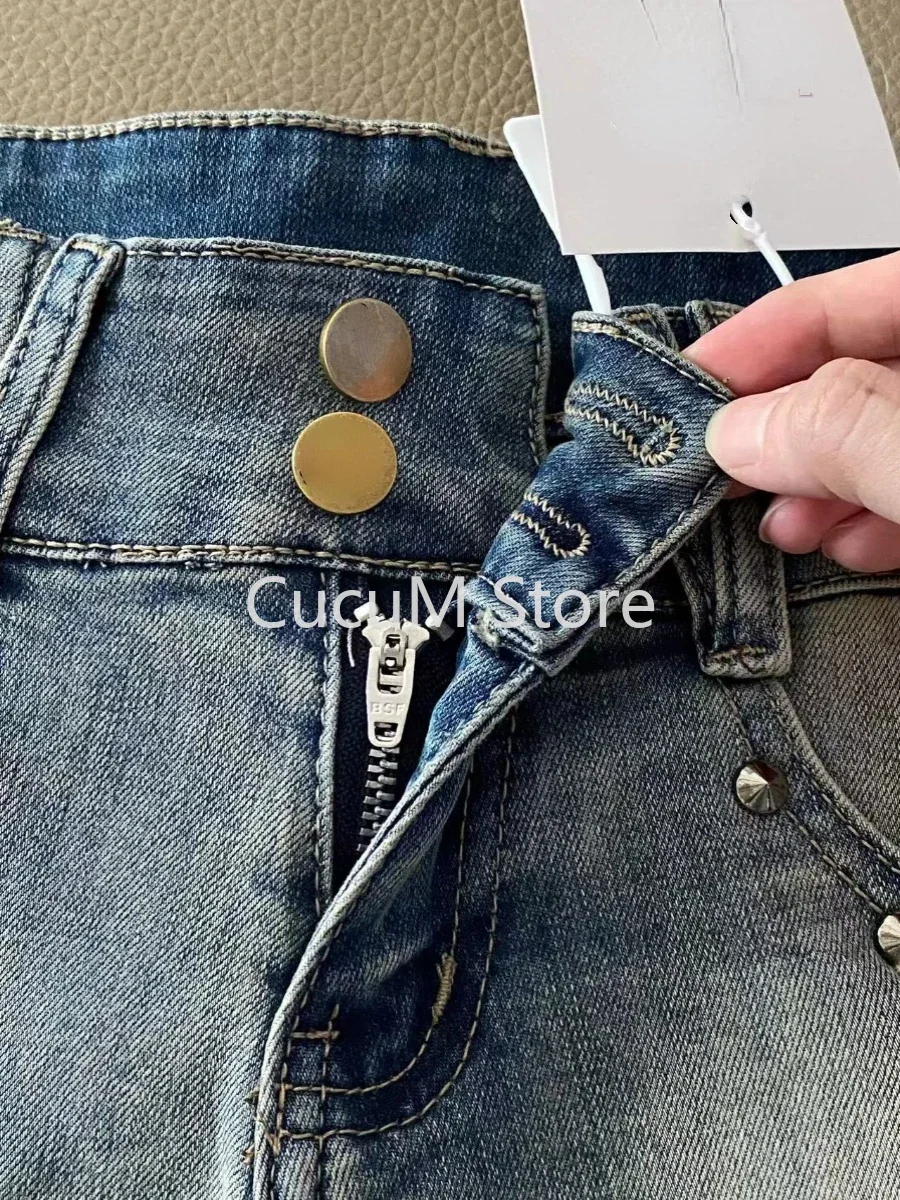 Women's Blue Ripped Denim Shorts Low Waist Mini Jeans Shorts 2000s Vintage Y2k Cowboy Short Pants Clothes Summer