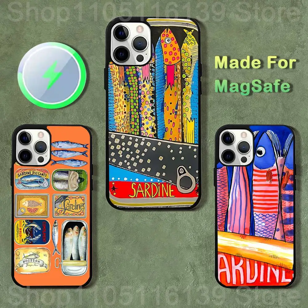 

F-Funny Sardines art For IPhone 17,16,15,14,13,12,11,Pro,Max,Plus,Mini,SE4,E Protective Magnetic Case Cover