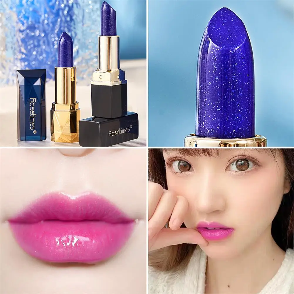 Blue Color Changing Lipstick Lip Balm Magic Temperature Change Red Creamy Lip Gloss Waterproof Base Makeup Beauty Cosmetic Stick