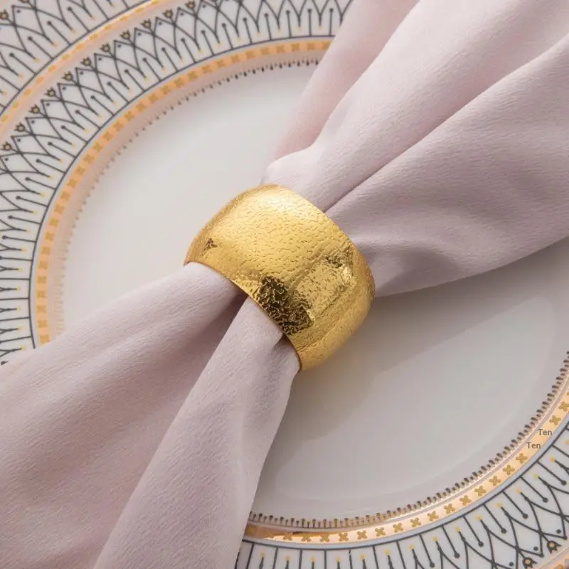 Reusable Hammered Metal Napkin Rings Classic Design for Wedding Favor Daily Dining Table Decor