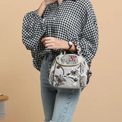 2024 New Ethnic Style Crossbody Women Small Shell Bags Woven Handbag Multi-Functional Retro Mother Bag Handmade Cloth Package