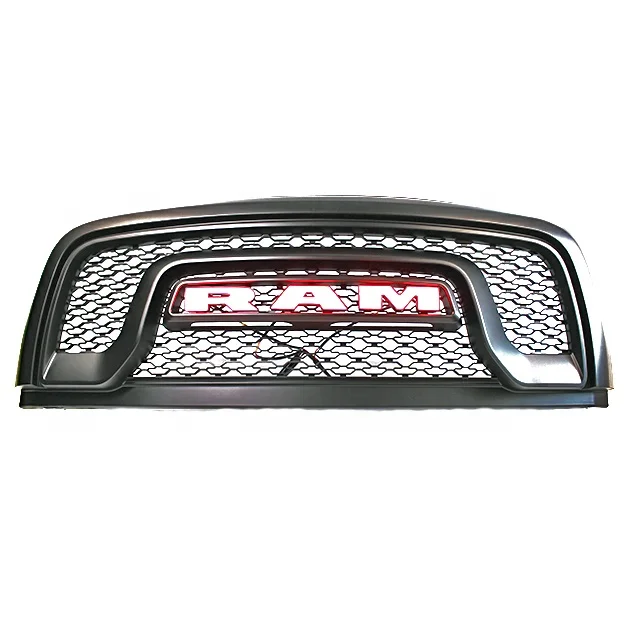 

Front Grille Mesh For 13-18 Dodge Ram 1500 Rebel Style Matt black Aftermarket Replacement Head Grill Grille With Led light