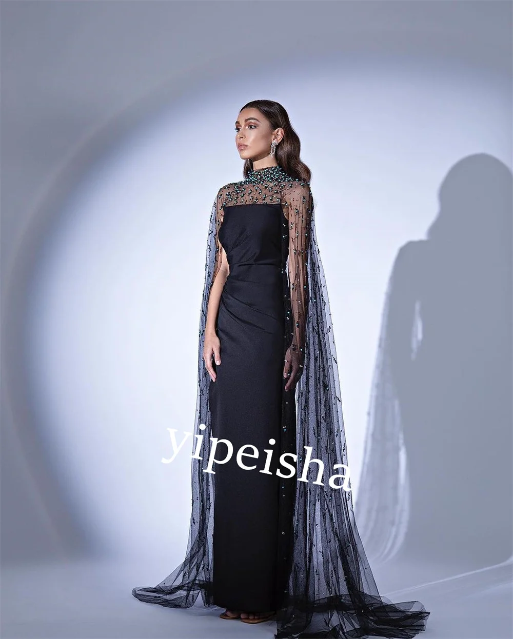 Customized S Beading Christmas A-line High Collar Bespoke Occasion Gown Long Dresses