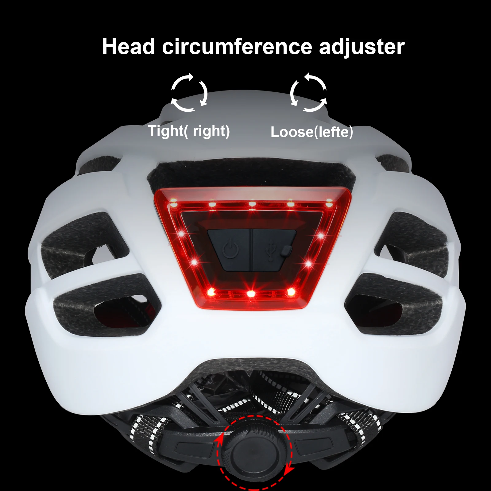 Fahrradhelm für Erwachsene mit wiederaufladbarem USB-Rücklicht – leichter Fahrradhelm für Männer und Frauen, verstellbarer Radfahren, Rennradfahrer – Detail 6