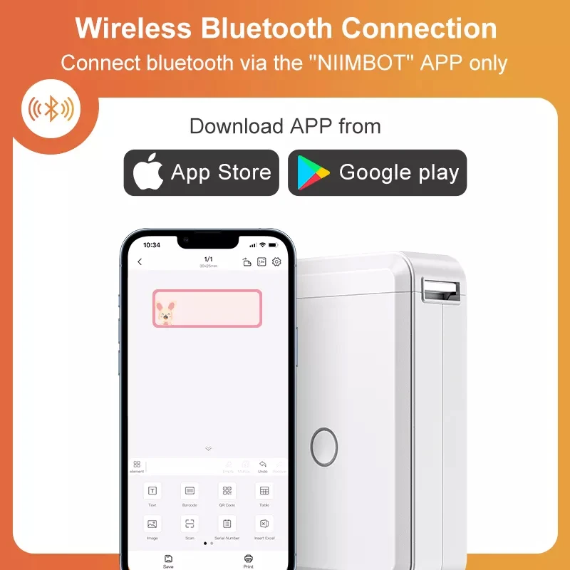 NIIMBOT-Máquina Portátil Fabricante de Etiquetas Térmica, Impressora de Etiquetas com Fita, Sem Tinta, Tecnologia Sem Fio para Escritório e Casa,