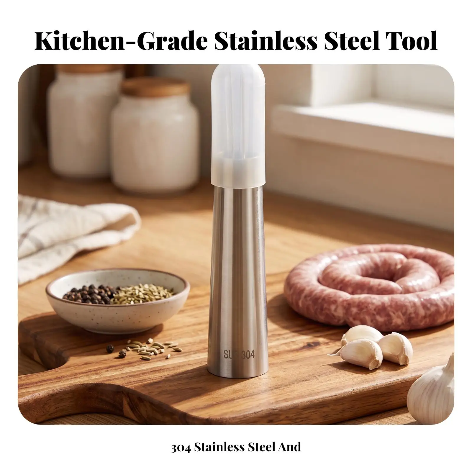 Stainless Steel Sausage Vent Pricker for Bratwurst with Silicone Tip Cover Smooth Air Release Kitchen Utility