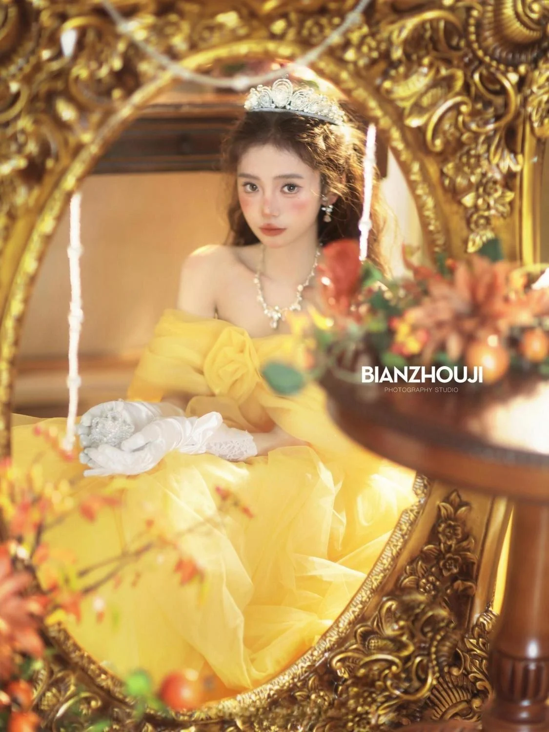 Gele strapl avondjurk Belle Princ Wedding Dr High End Luxury Studio Photoaphy Nieuwe Sle Koreaanse Sle Long Dr