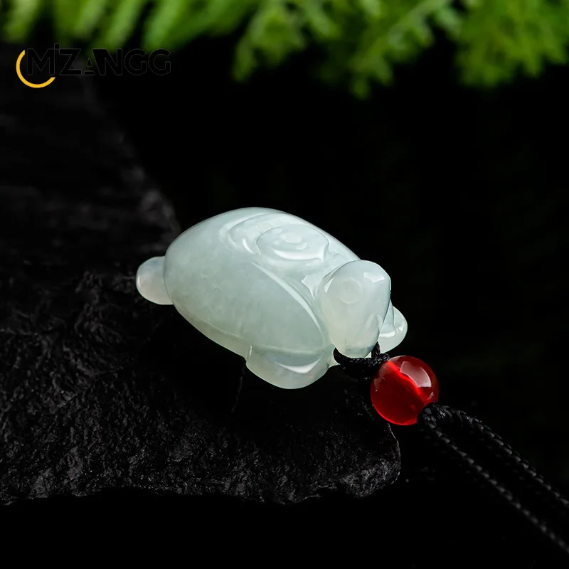 Natural Myanmar Jadeite Fortune Turtle Pendant Pendant Hand-carved Men's and Women's Jade Necklace Fashion Exquisite Jewelry