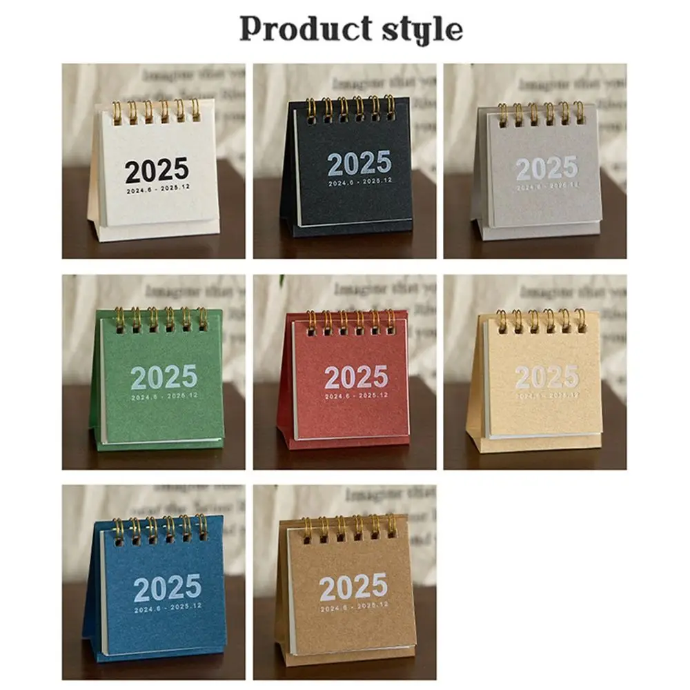 Creative 2024-2025 Calendar Thick Paper Portable English Desk Calendar To Do List Simple Table Floral Planner Desk Decoration