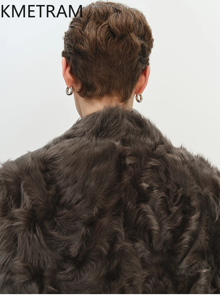 내추럴 샤오후 양털 양피 양면 퍼 재킷 여성 라펠 리얼 퍼 코트 2025 겨울 의류 럭셔리 퍼리 재킷