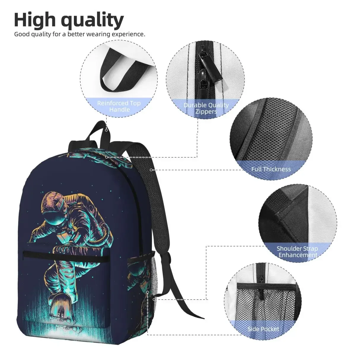 Futuristic Astronaut Glowing Blue Backpack Boys Girls BookBag Children School Bag Computer Shoulder Bags for Men Women