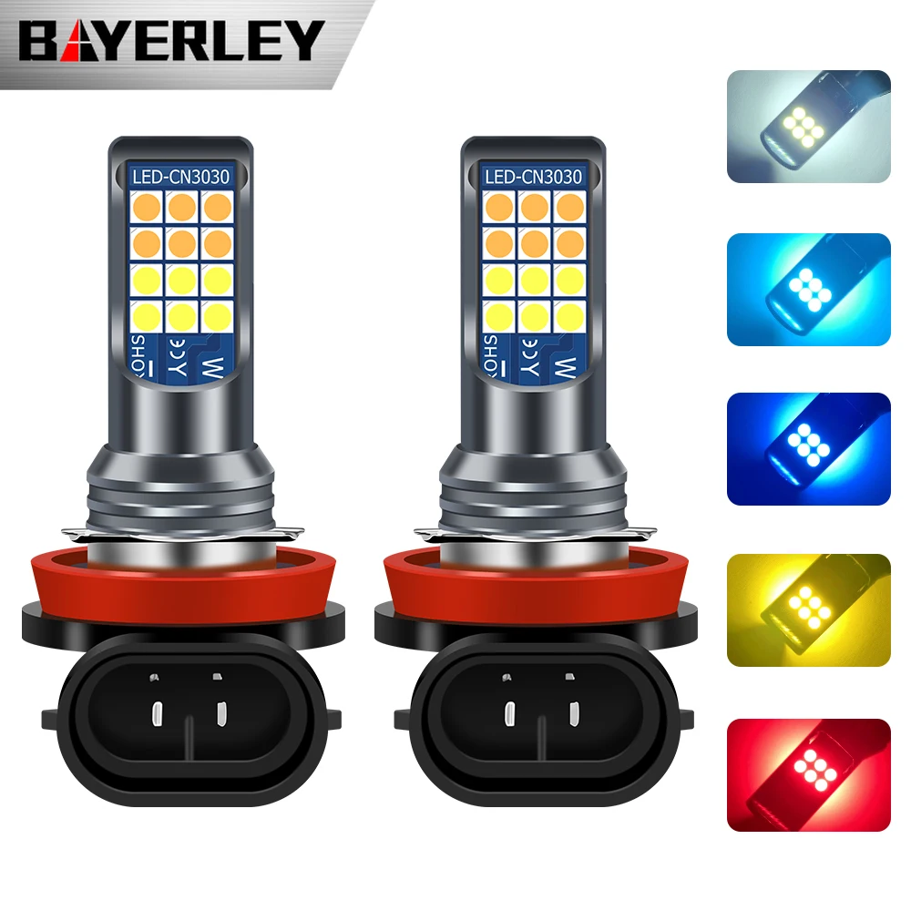 Super Bright Two Colors H11 H8 9006 HB4 HB3 H16 Car Fog Light Bulb Day Driving Running Light White Yellow Green Led Lights Car