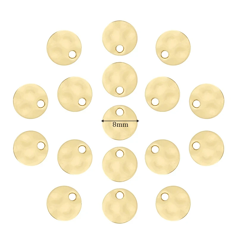 20 x Gold Color Hammered Round Disc Charms Pendants Beads for DIY Earring Neckalce Jewelry Making Accessories 8mm