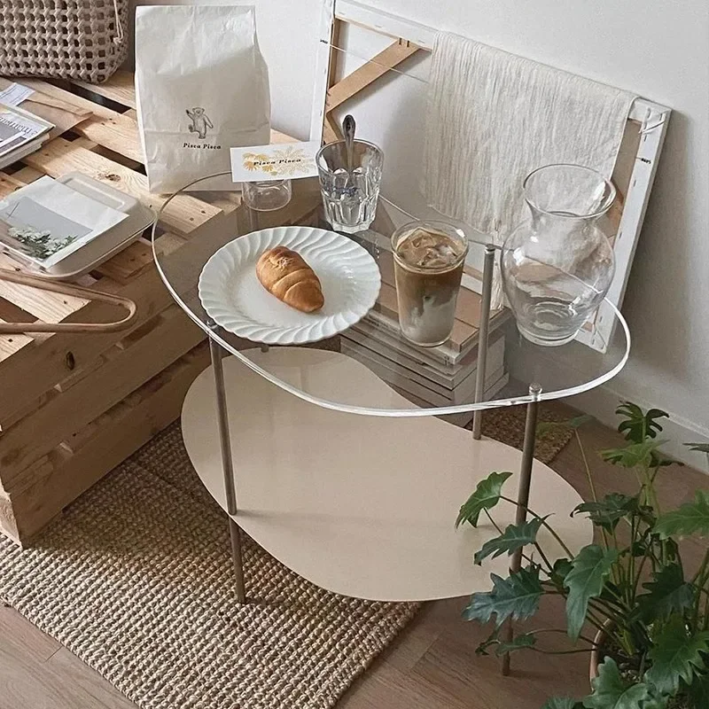 Light luxury acrylic table Korean style small apartment multi-layer coffee table living room corner table