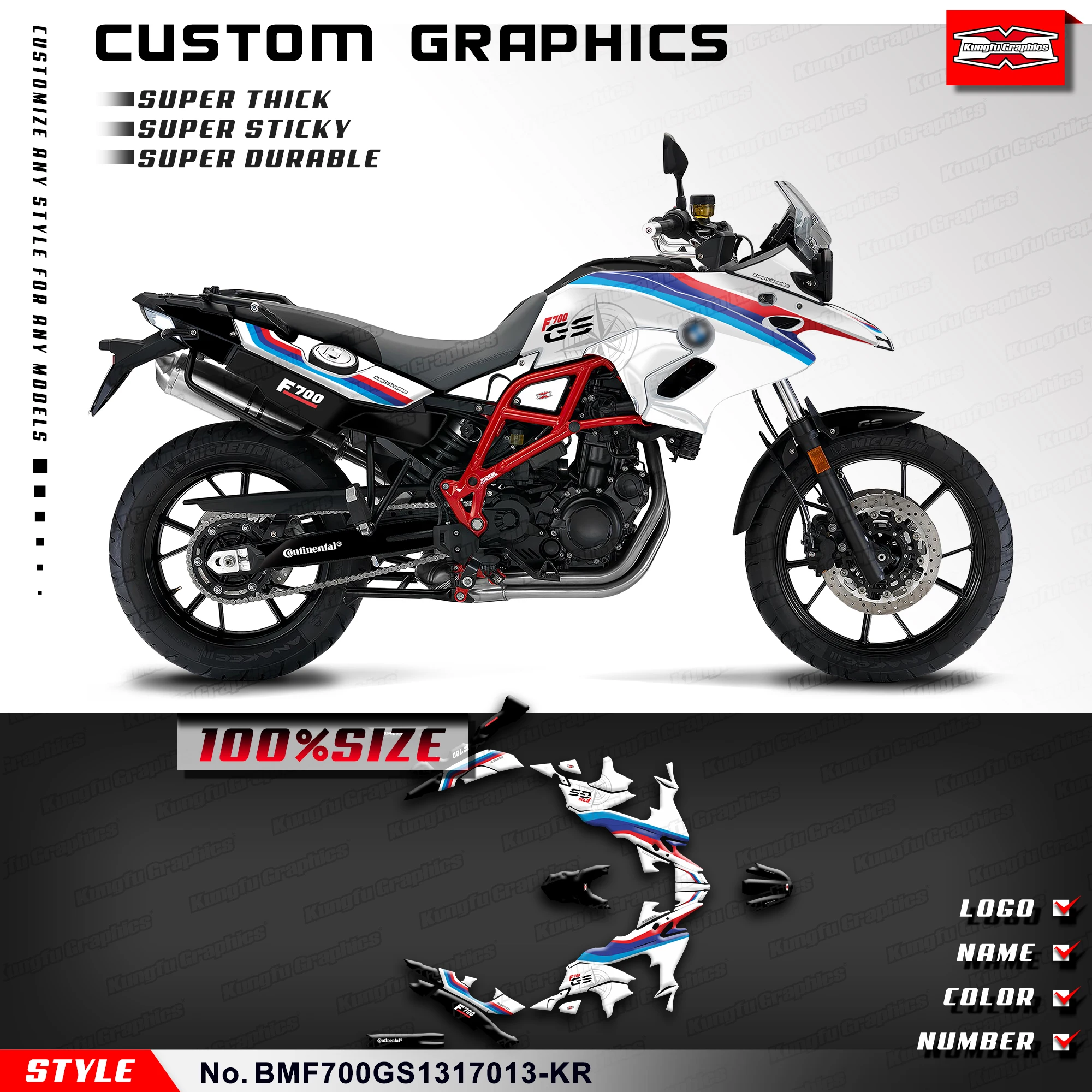 

KUNGFU GRAPHICS Motorcycle Stickers Wrap Design for F700GS F700 GS 2013 2014 2015 2016 2017, Decoration, BMF700GS1317013-KR