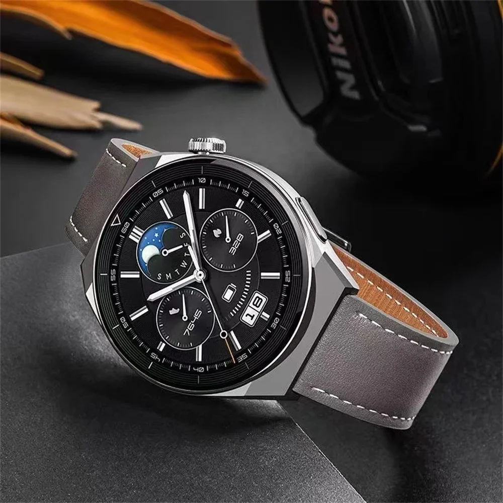Correa de cuero de 22 y 20mm para HUAWEI WATCH GT 5 4 46mm WATCH 4 Pro GT 3 GT2 Pro 42mm Buds Band correas de reloj pulsera de repuesto suave
