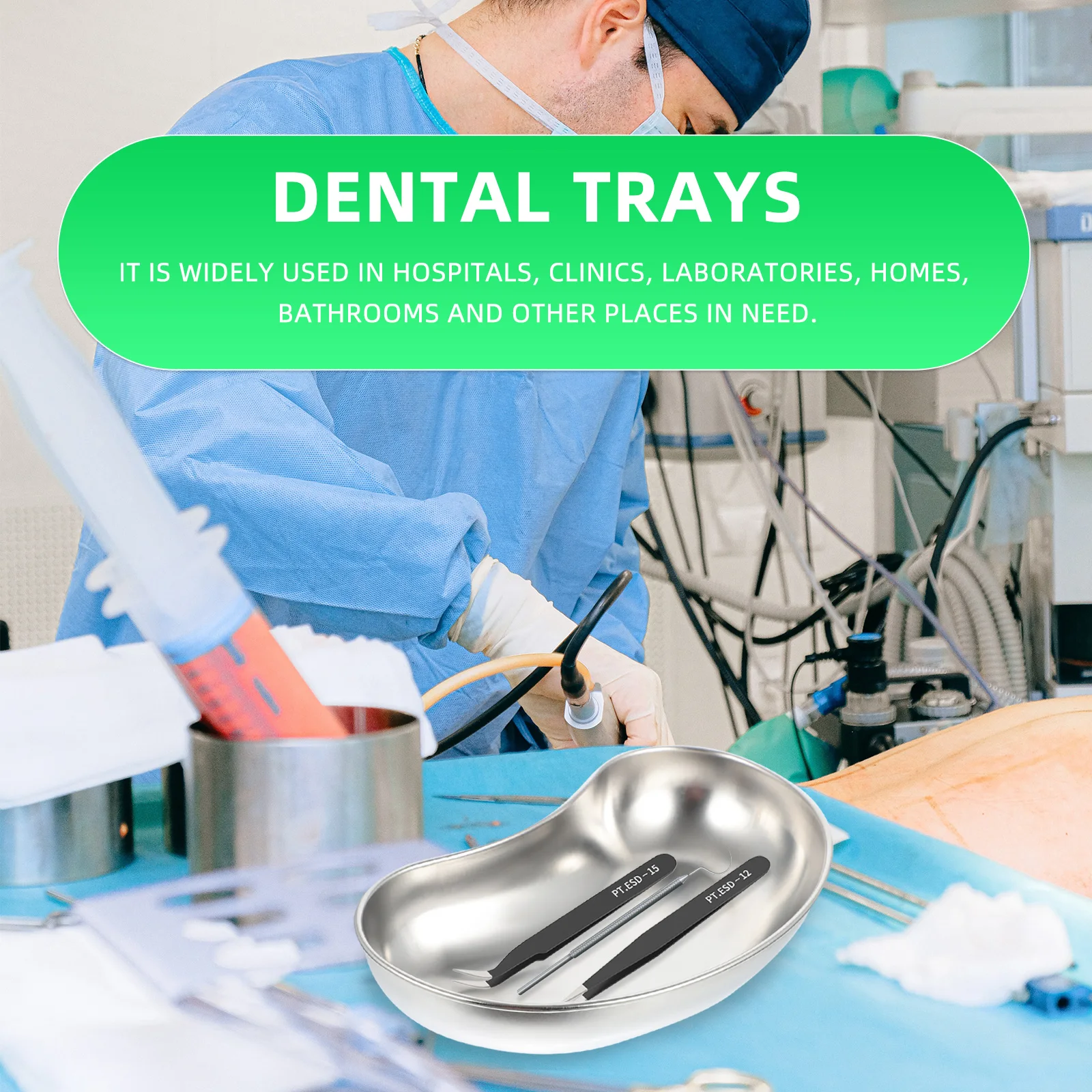 

Stainless Steel Surgical Tray Instrument Dental Tool Plate Holder Storage Sterilization Oral