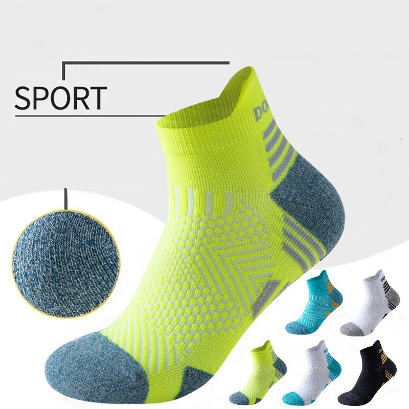 Professional Marathon Running Sock Men Women Sports Fitness Thickened Cushioned Short Tube Low Cut Boat Ankle Socks Professiona