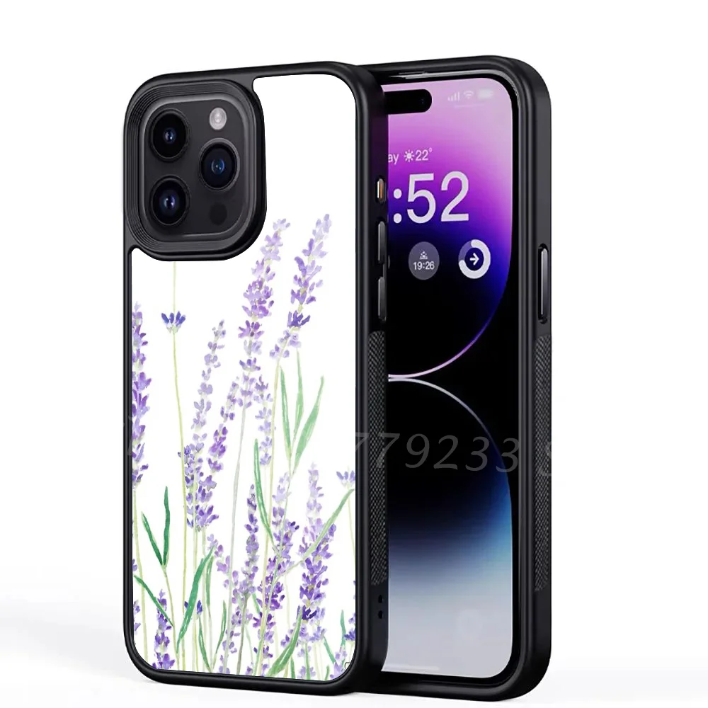 Hand Painted Purple Lavender Phone Case For IPhone 15 14 13 Pro Max 11 Mini Alex Mirror For Magsafe Wireless Charging Cover