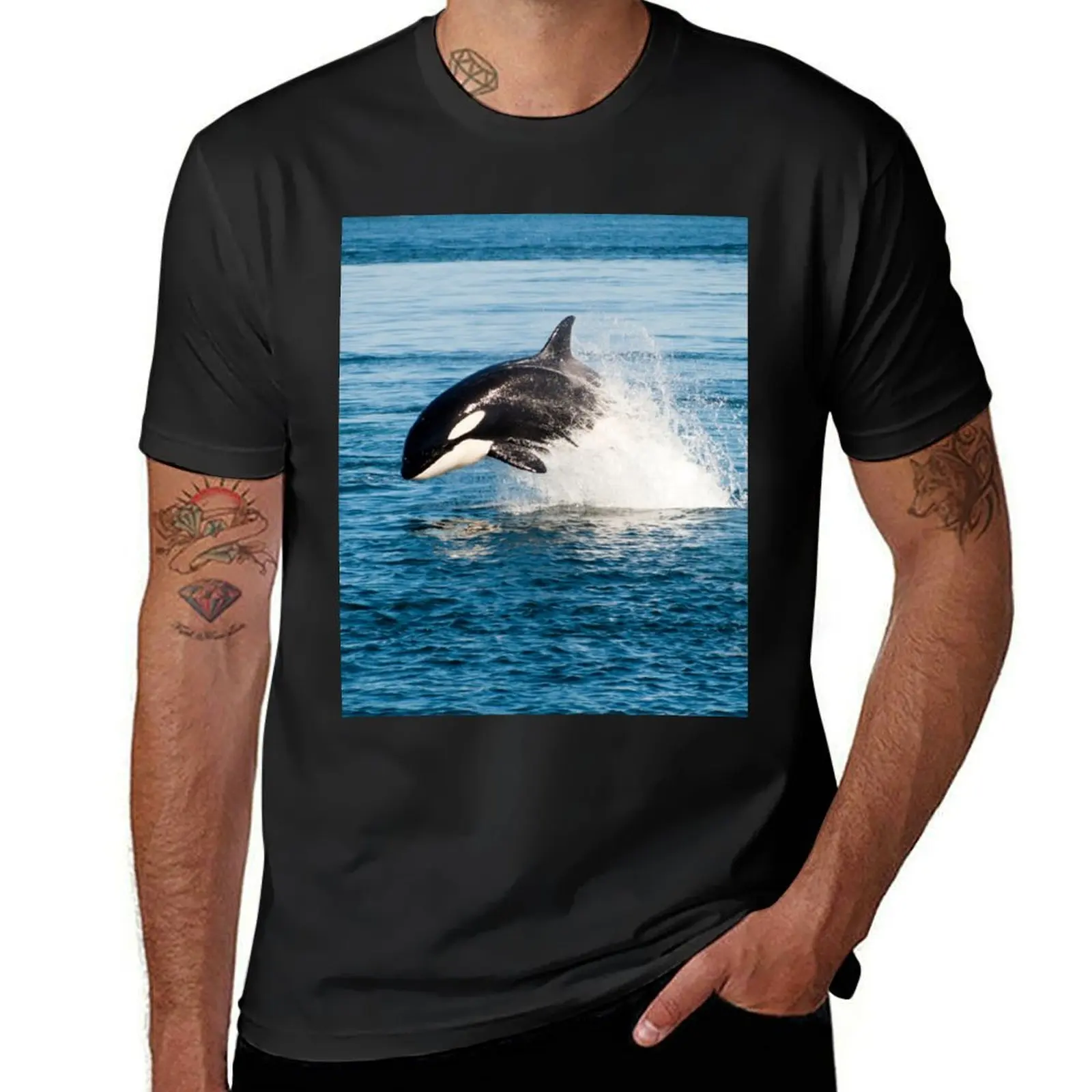 

Killer whale orca jumping T-Shirt animal prinfor boys boys animal print customizeds mens white t shirts